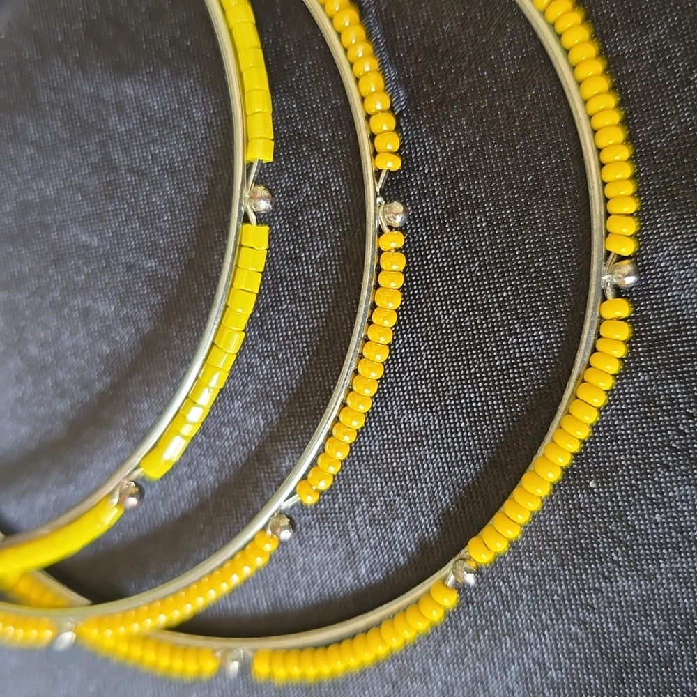 Yellow Beaded Bracelets and Dragonfly Earrings Set - Picture 2 of 5
